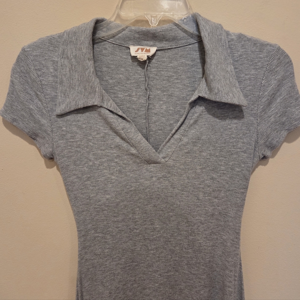 See You Monday Collared Ribbed Dress - Picture 2 of 4